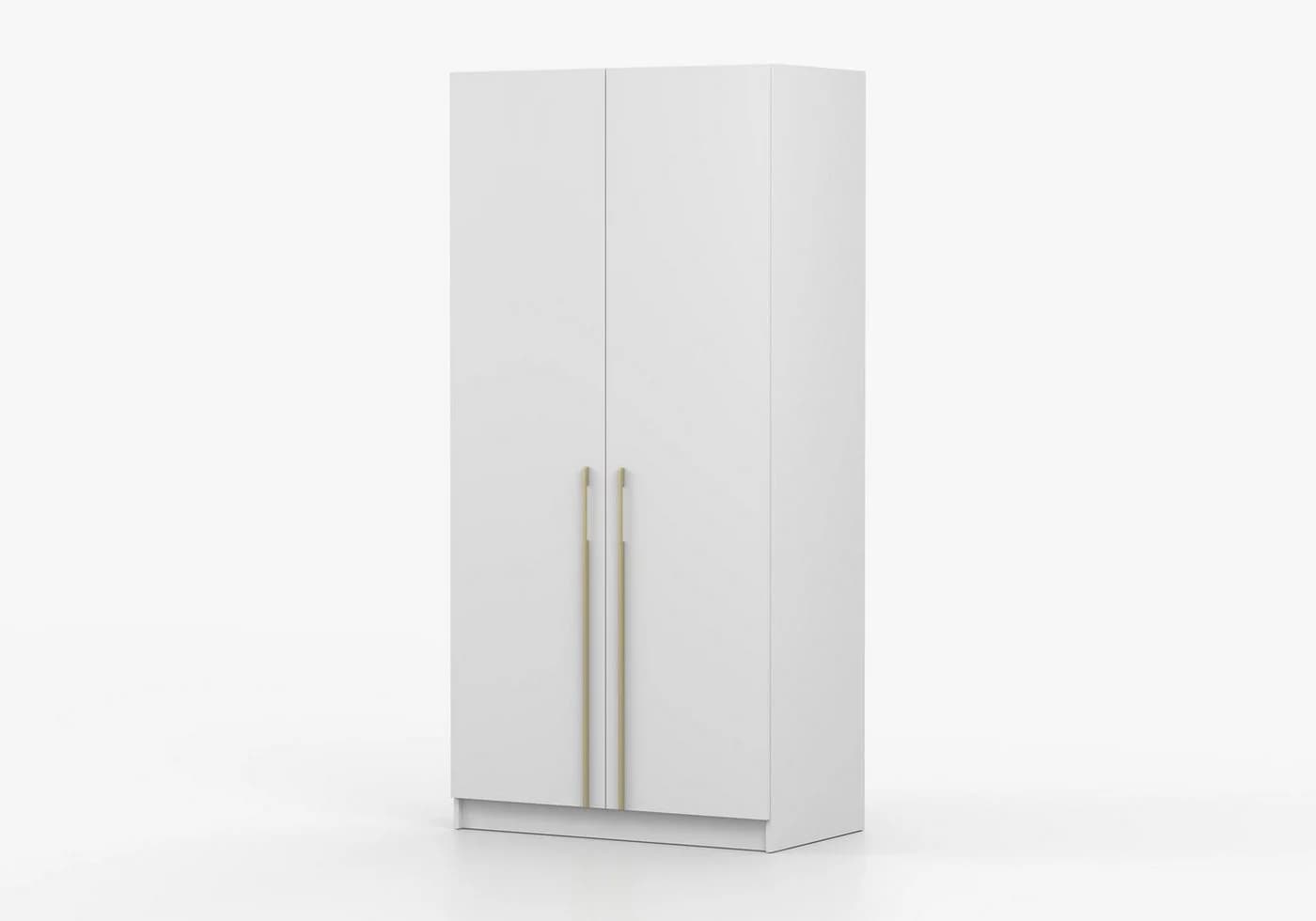 MOEBLO Kleiderschrank Glamy 2D Weiß Moderner Drehtürenschrank - Bild 5