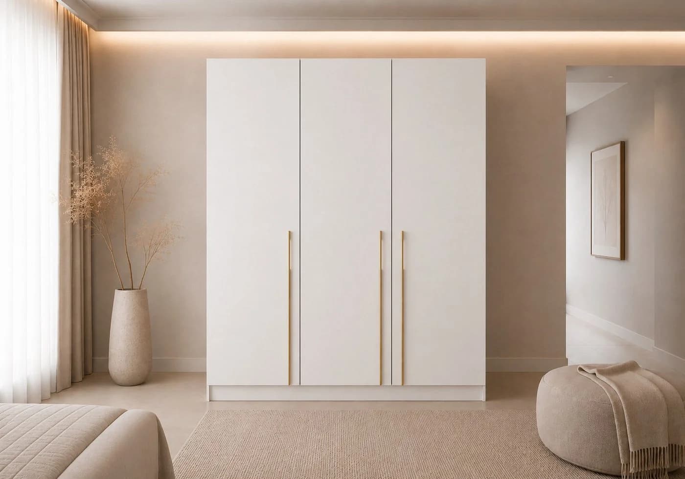MOEBLO Kleiderschrank Glamy 3D 3-türig Weiß Modern - Bild 2