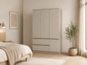 MOEBLO LOSKO 4D2S Kleiderschrank 120cm Beige/Weiß Grifflos Bild 2
