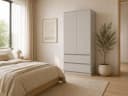 MOEBLO LOSKO 2D2S Kleiderschrank 90 cm Weiß/Beige Modern Bild 2