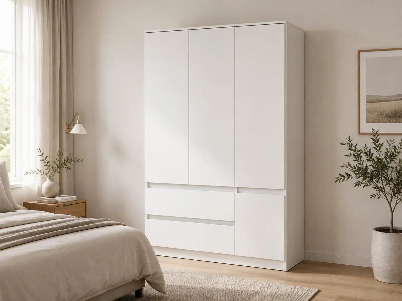 MOEBLO Kleiderschrank LOSKO 4D2S Weiß 4 Türen 2 Schubladen grifflos - Bild 2