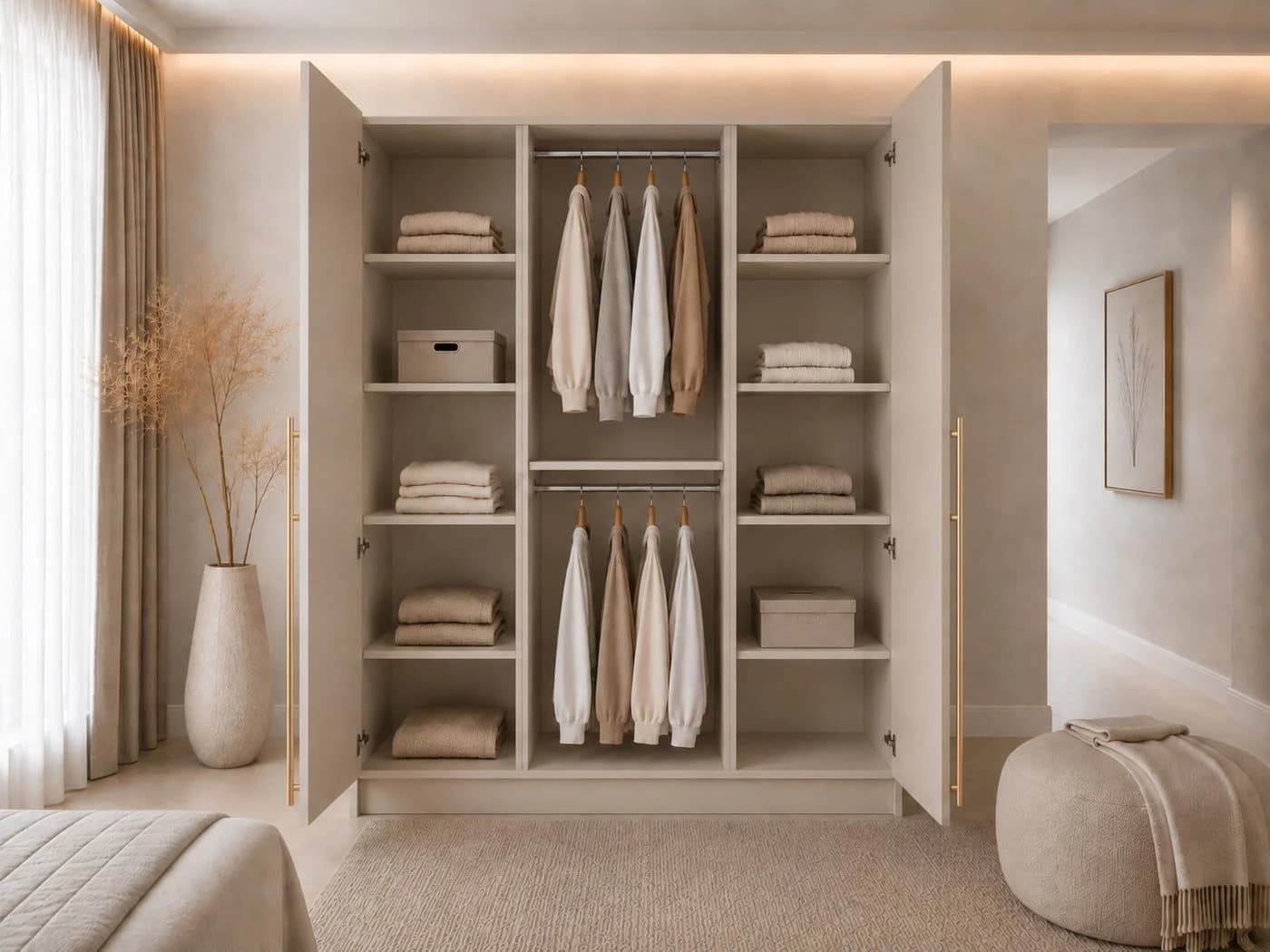 MOEBLO Drehtürenschrank Glamy 3D Beige Gold