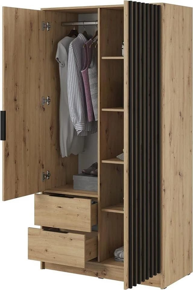 MOEBLO Kleiderschrank JOHN Industrie-Schrank mit 2 Schubladen - Bild 3