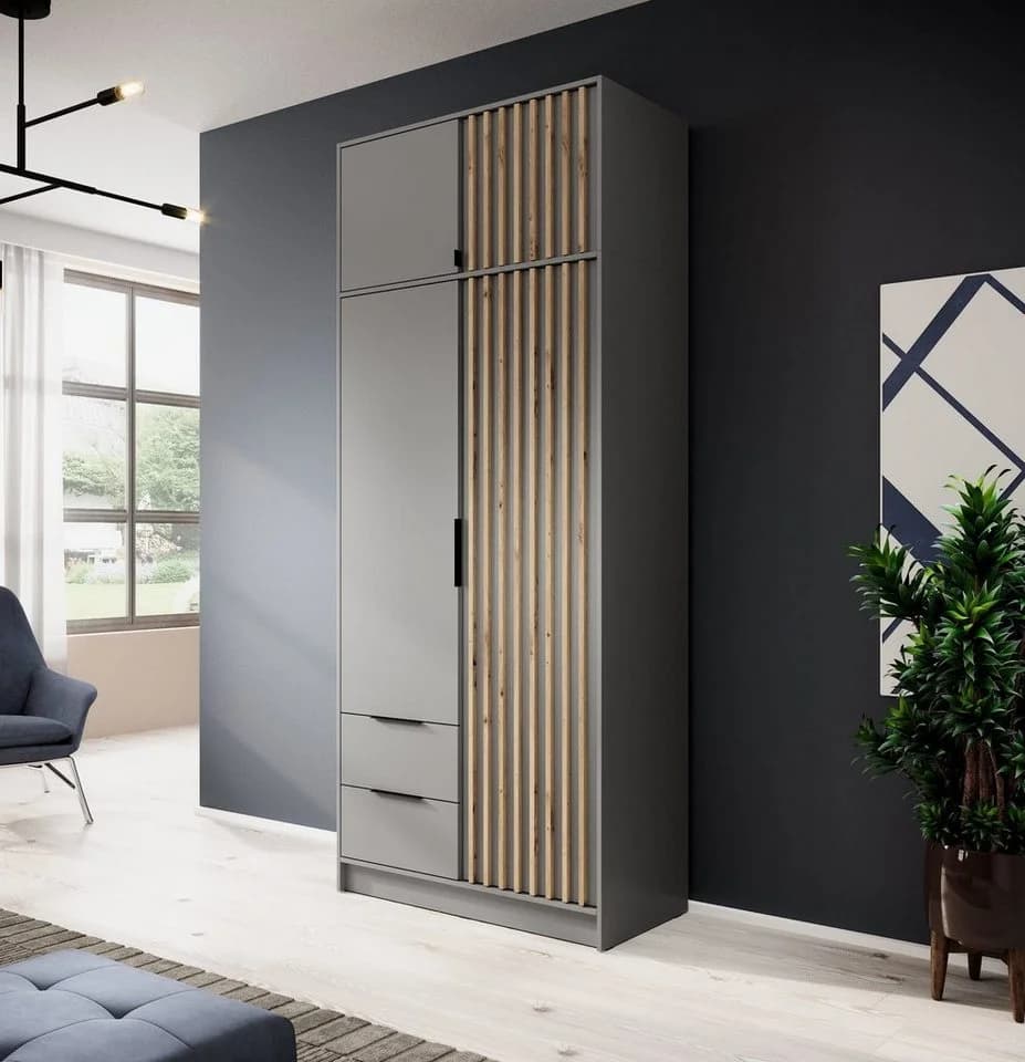 MOEBLO Kleiderschrank JOHN Grau Modern Industrial - Bild 3