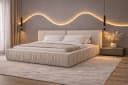MOEBLO Polsterbett Bett 08 Samt Beige Stauraum Bild 3