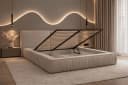 MOEBLO Polsterbett Bett 08 Samt Beige Stauraum Bild 4