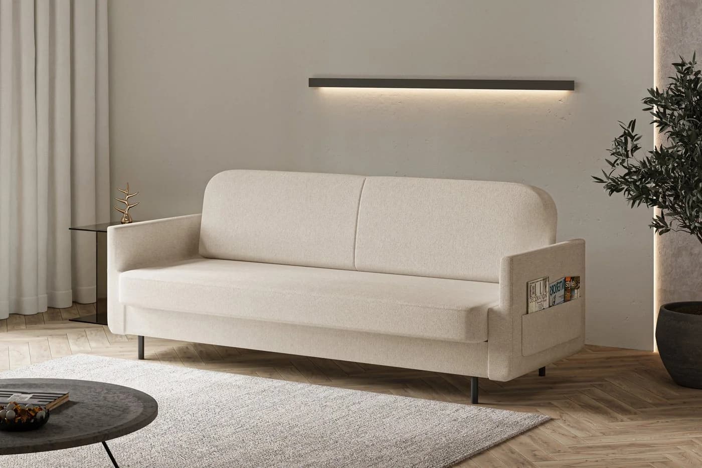 MOEBLO Schlafsofa POUCH Beige 3-Sitzer mit Bettfunktion - Bild 3