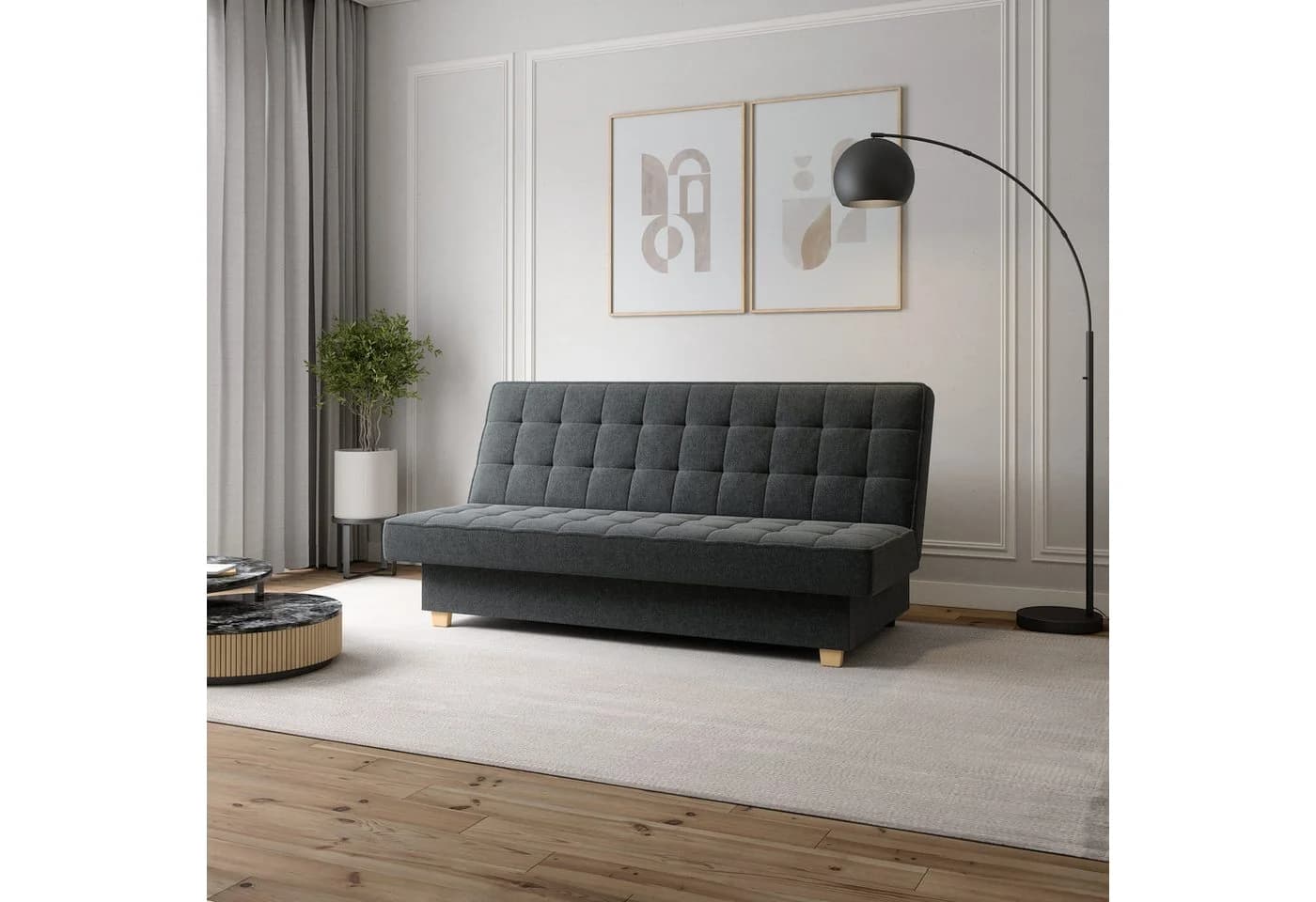 MOEBLO Schlafsofa Belfi mit Schlaffunktion und Bettkasten - Grau - Bild 2