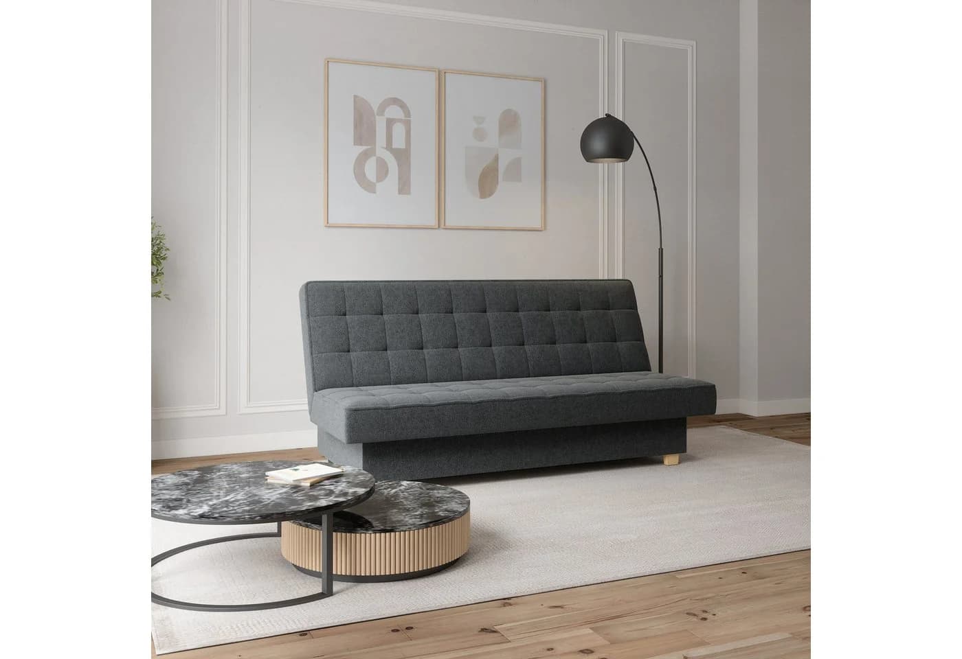 MOEBLO Schlafsofa Belfi mit Schlaffunktion und Bettkasten - Grau - Bild 3