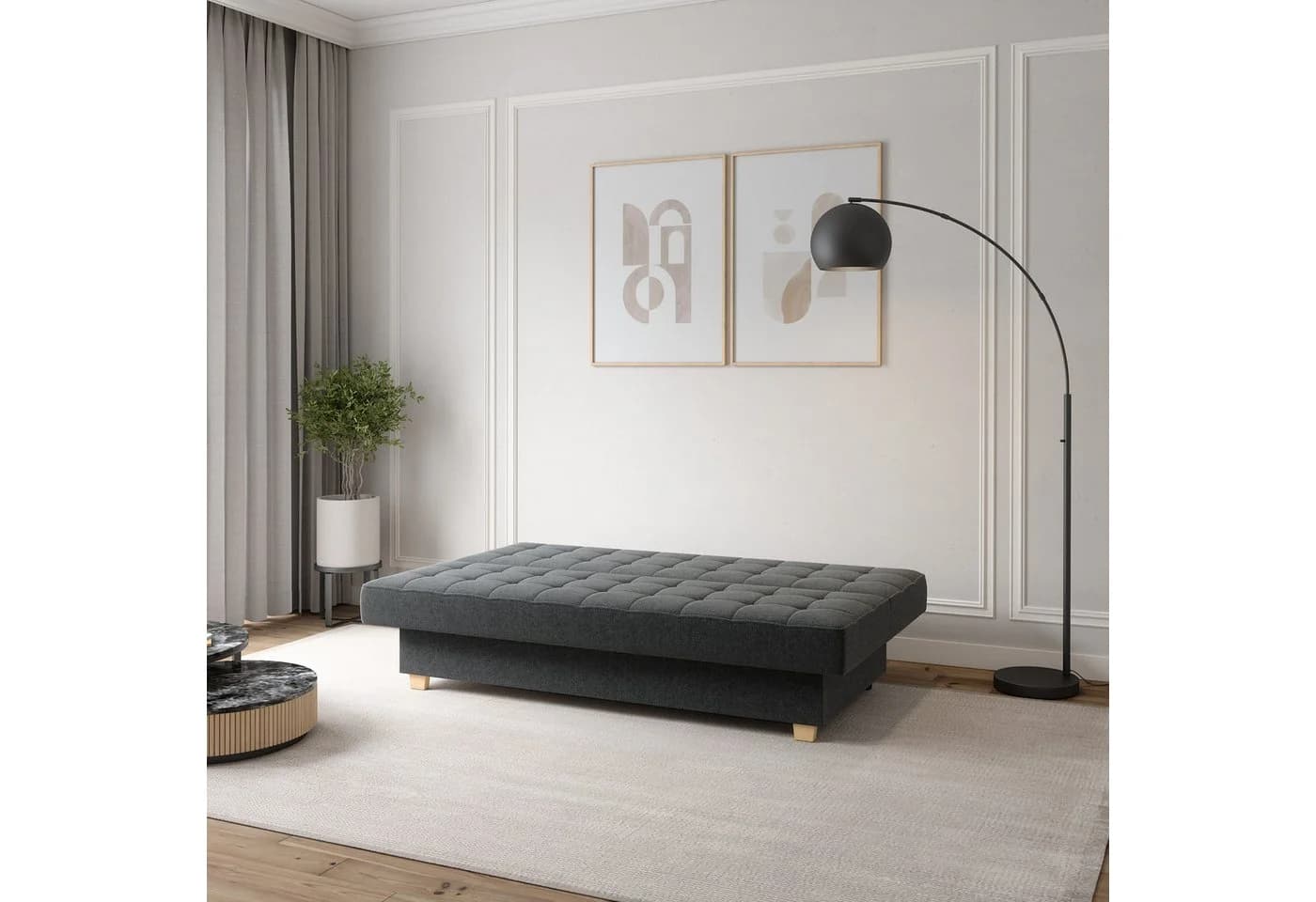 MOEBLO Schlafsofa Belfi mit Schlaffunktion und Bettkasten - Grau - Bild 4
