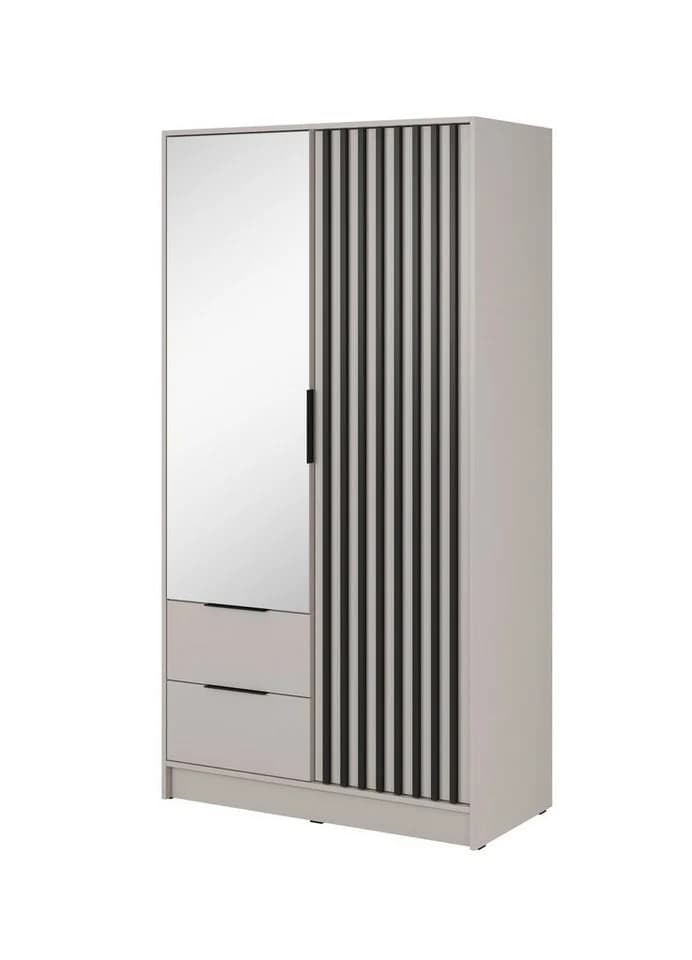 MOEBLO Kleiderschrank JOHN Industrie-Design Beige 2 Schubladen