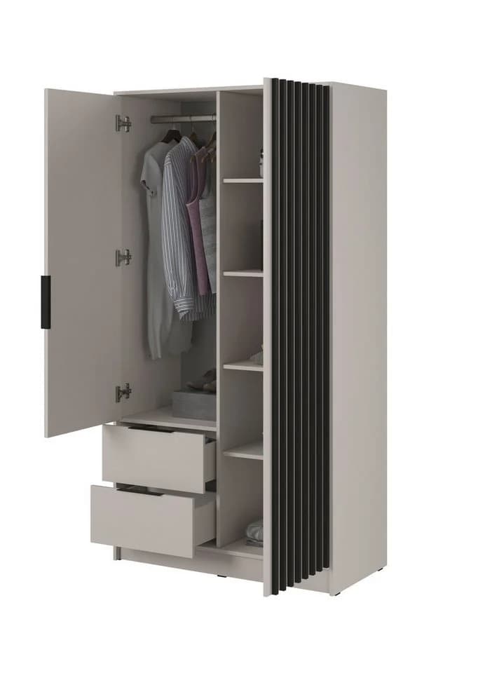 MOEBLO Kleiderschrank JOHN Industrie-Design Beige 2 Schubladen - Bild 3