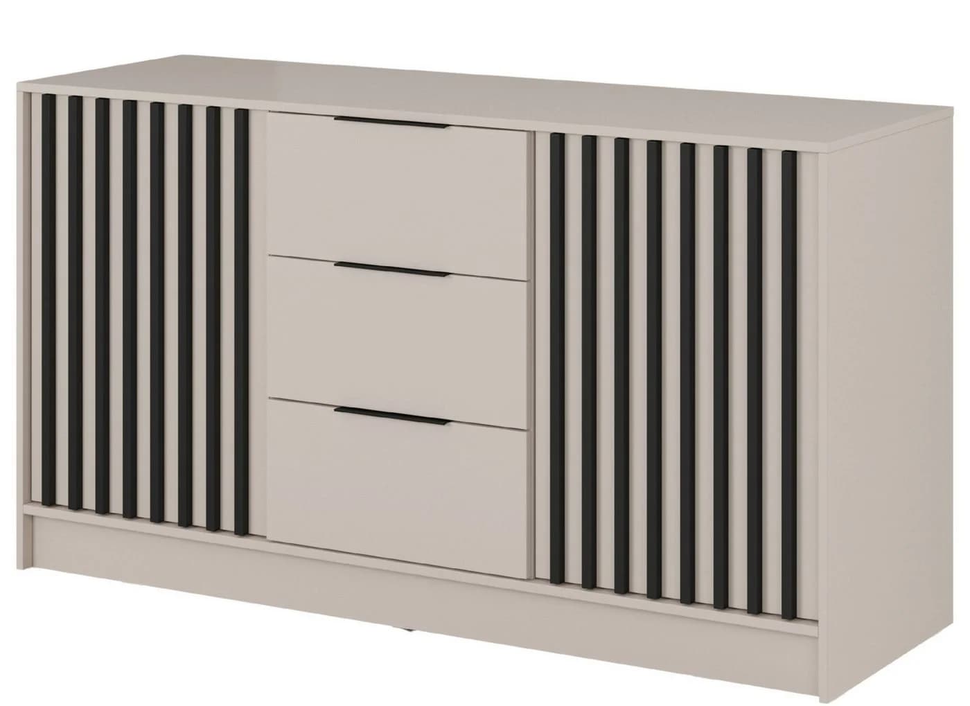 MOEBLO Kommode JOHN 3D Beige Industriell 3 Schubladen