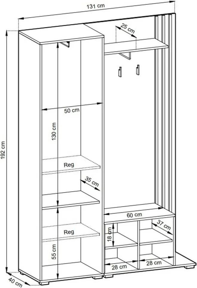 MOEBLO Kompaktgarderobe JOHN mit Spiegel Kaschmir/Schwarz - Bild 5