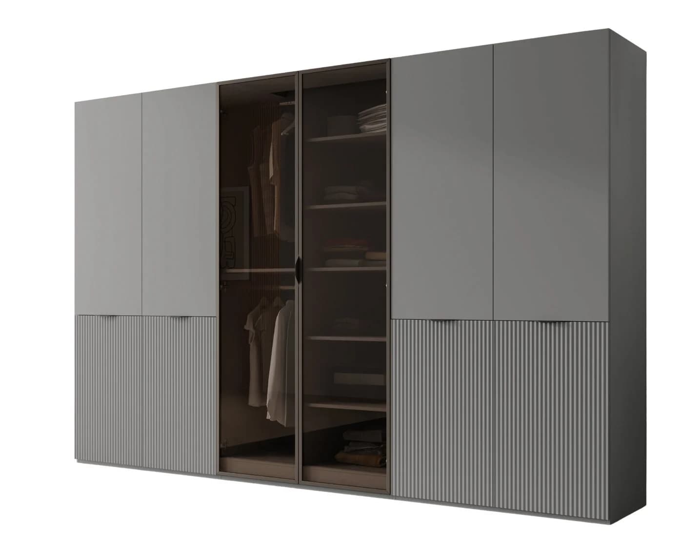 MOEBLO Drehtürenschrank MINEWRA ANTISOL 300 Grau Schwarz Modern - Bild 1