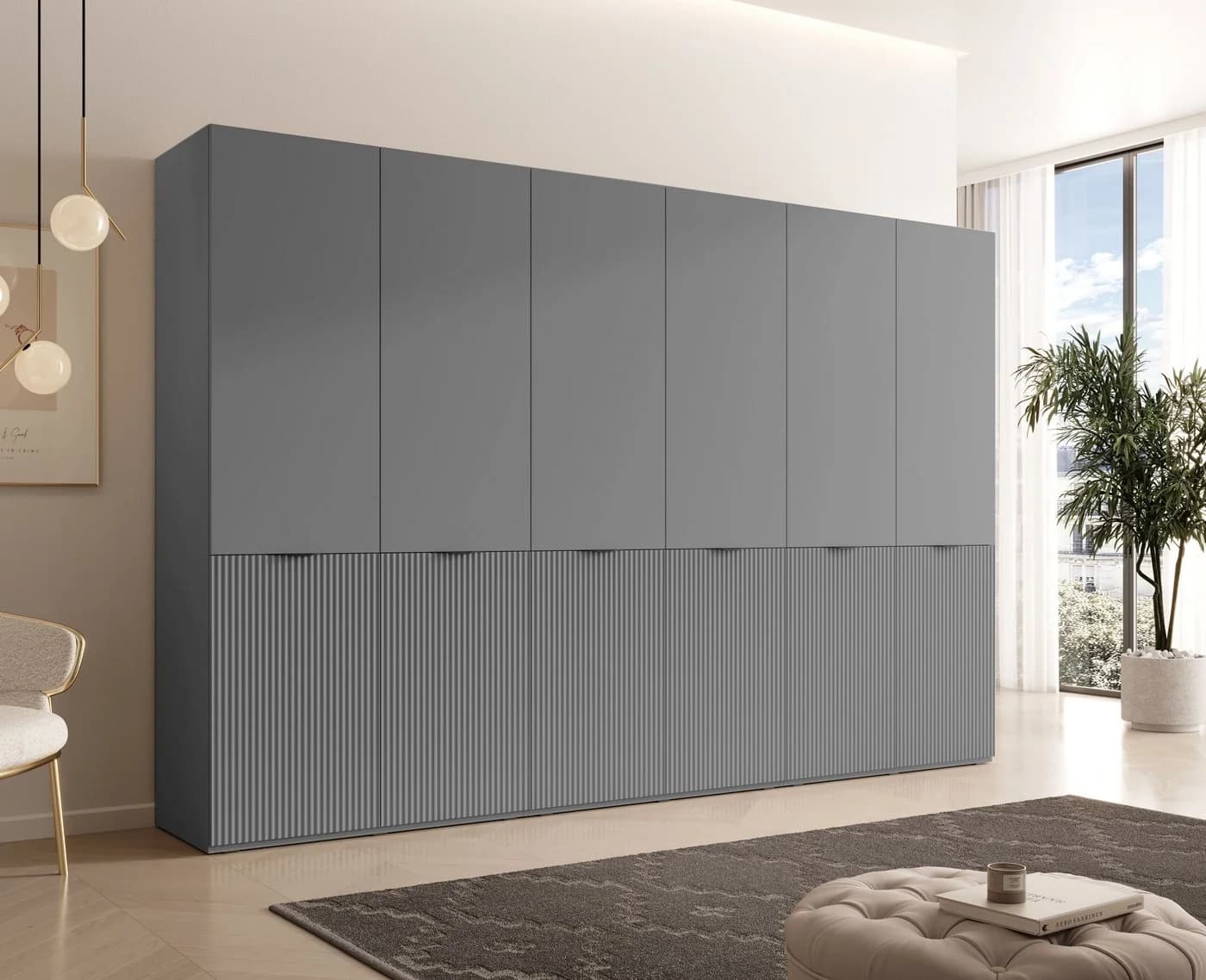 MOEBLO Drehtürenschrank MINEWRA NOVA 300 Grau Modern - Bild 2