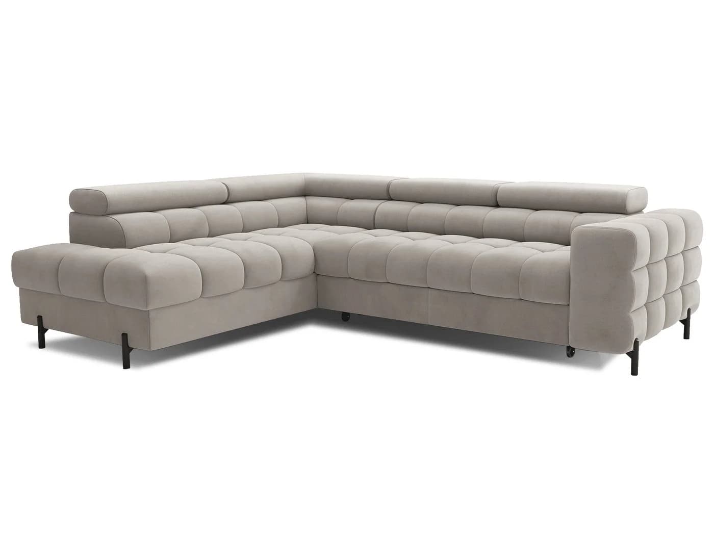 MOEBLO Ecksofa Ferrucio Beige mit Schlaffunktion und Bettkasten