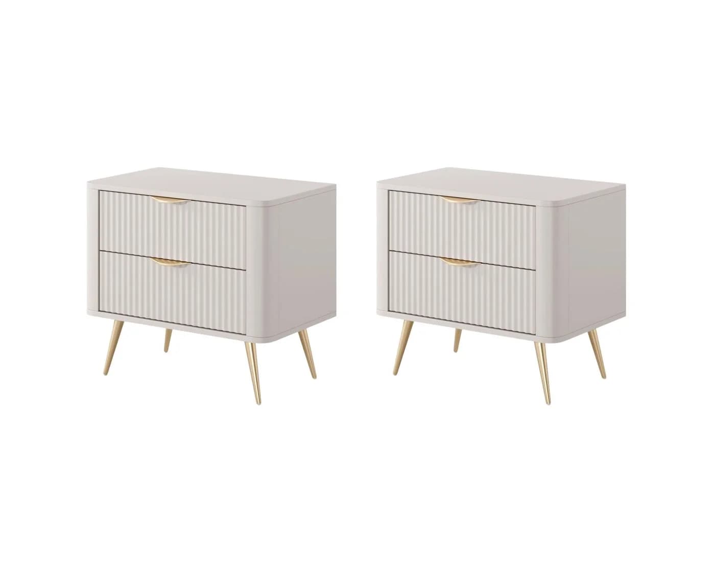 MOEBLO Nachttisch Pholx G 2er Set Beige Gold Metall - Bild 2