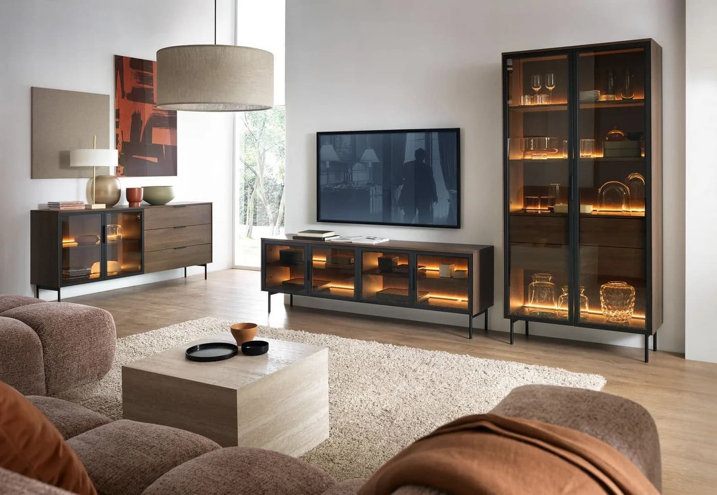 MOEBLO Glasvitrine ELOA 2d2s Eiche Dunin LED-Beleuchtung - Bild 3