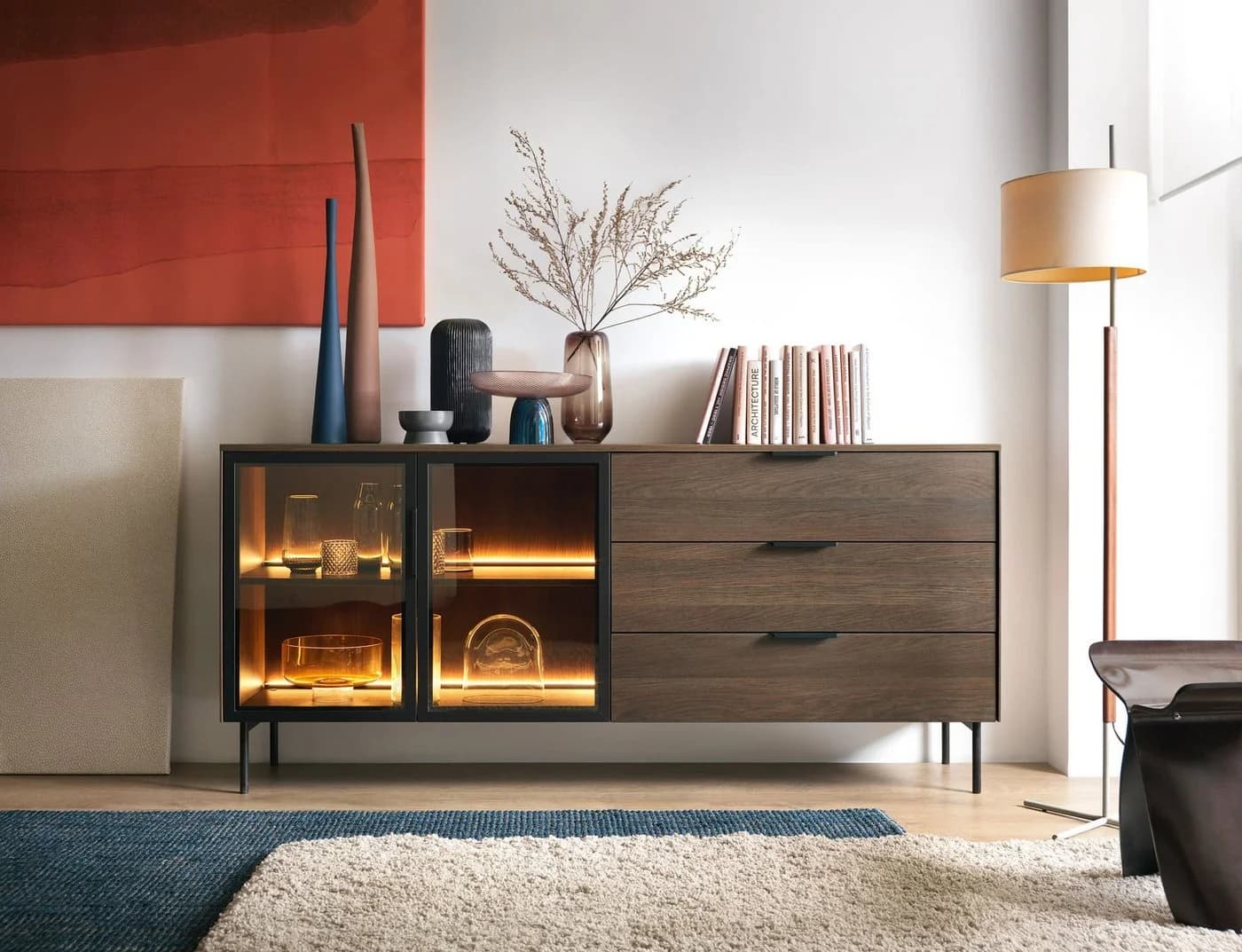 MOEBLO Kommode ELOA 181 mit LED-Beleuchtung und Glasfronten - Bild 2