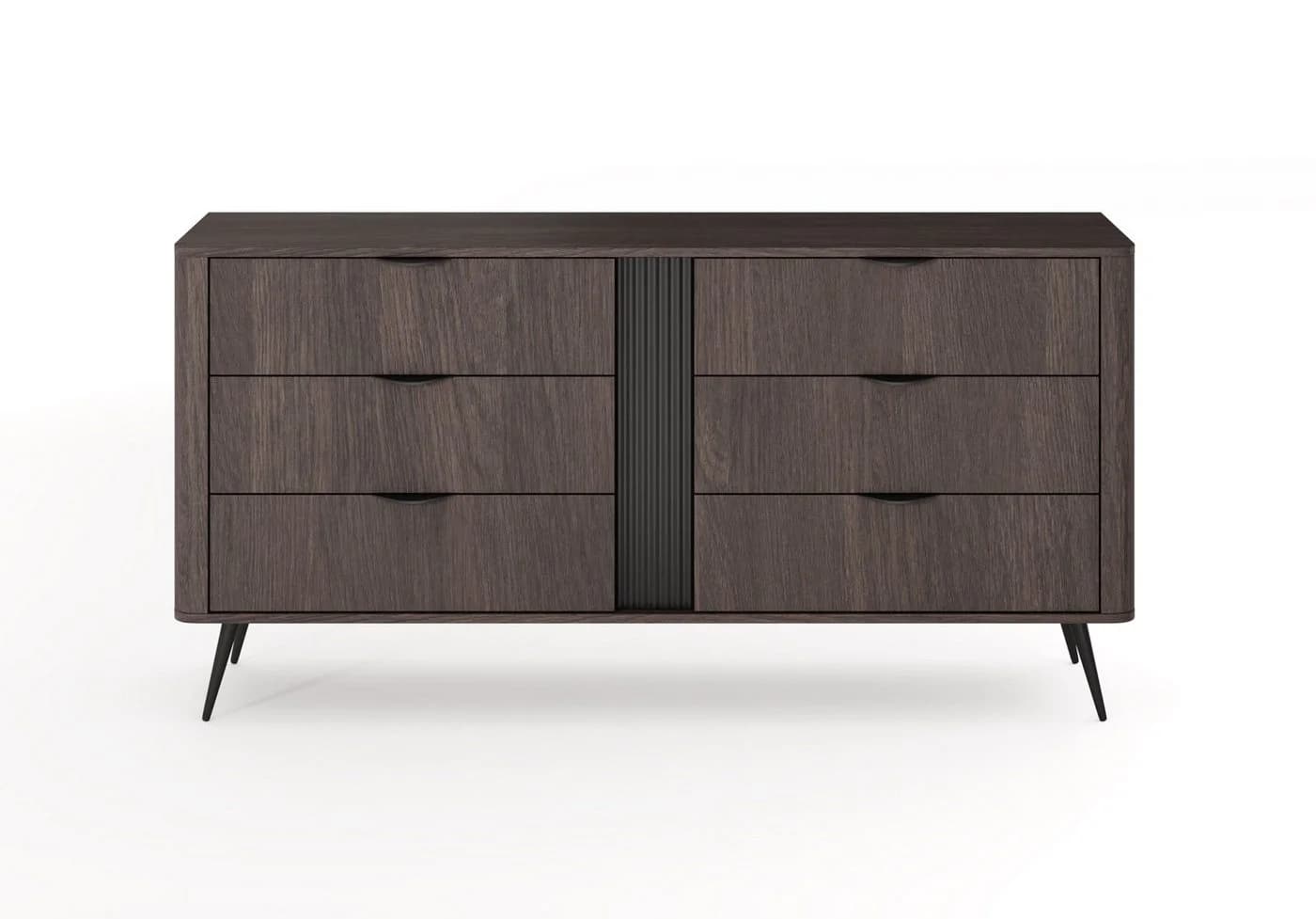 MOEBLO Kommode LARON 163 6s Schwarz Eiche Dunin 6 Schubladen - Bild 3