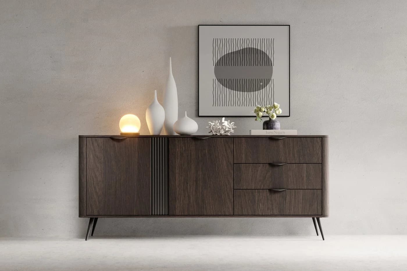 MOEBLO Kommode LARON 195 2d3s Eiche Dunin Schwarz - Bild 2