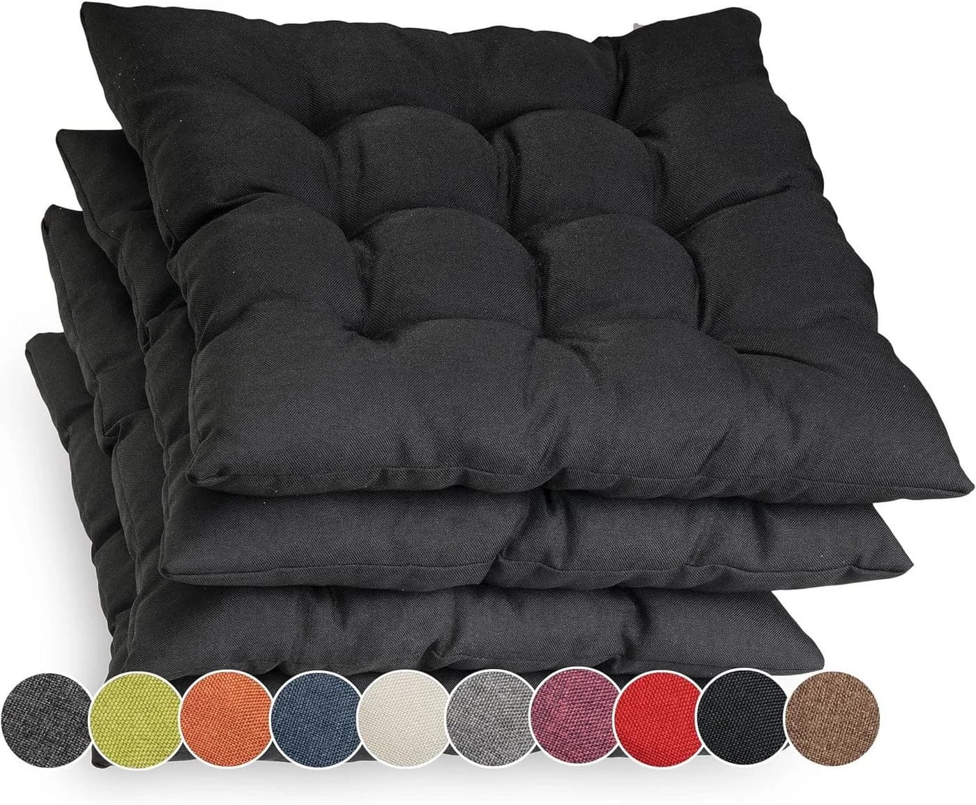 sunnypillow Stuhlkissen 4er Set Ontario Schwarz mit Bändern - Bild 2