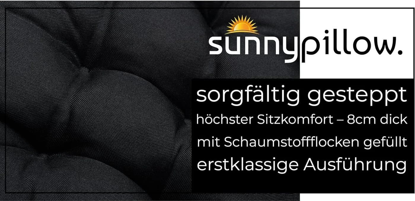 sunnypillow Stuhlkissen 4er Set Ontario Schwarz mit Bändern - Bild 3