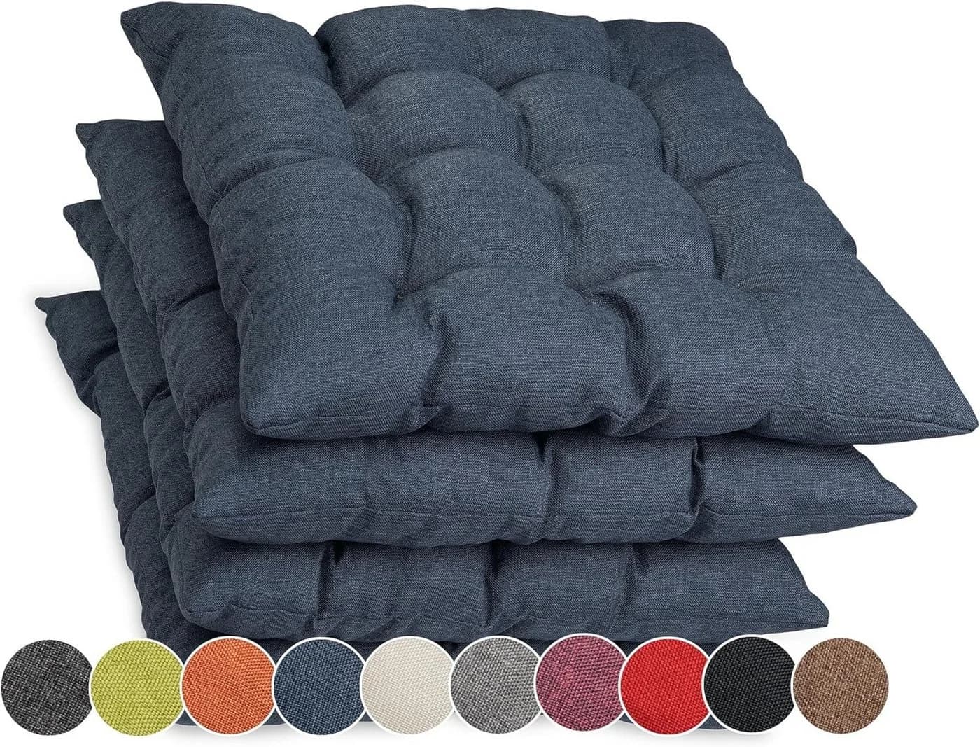 sunnypillow Stuhlkissen 4er Set Ontario Blau mit Bändern - Bild 2