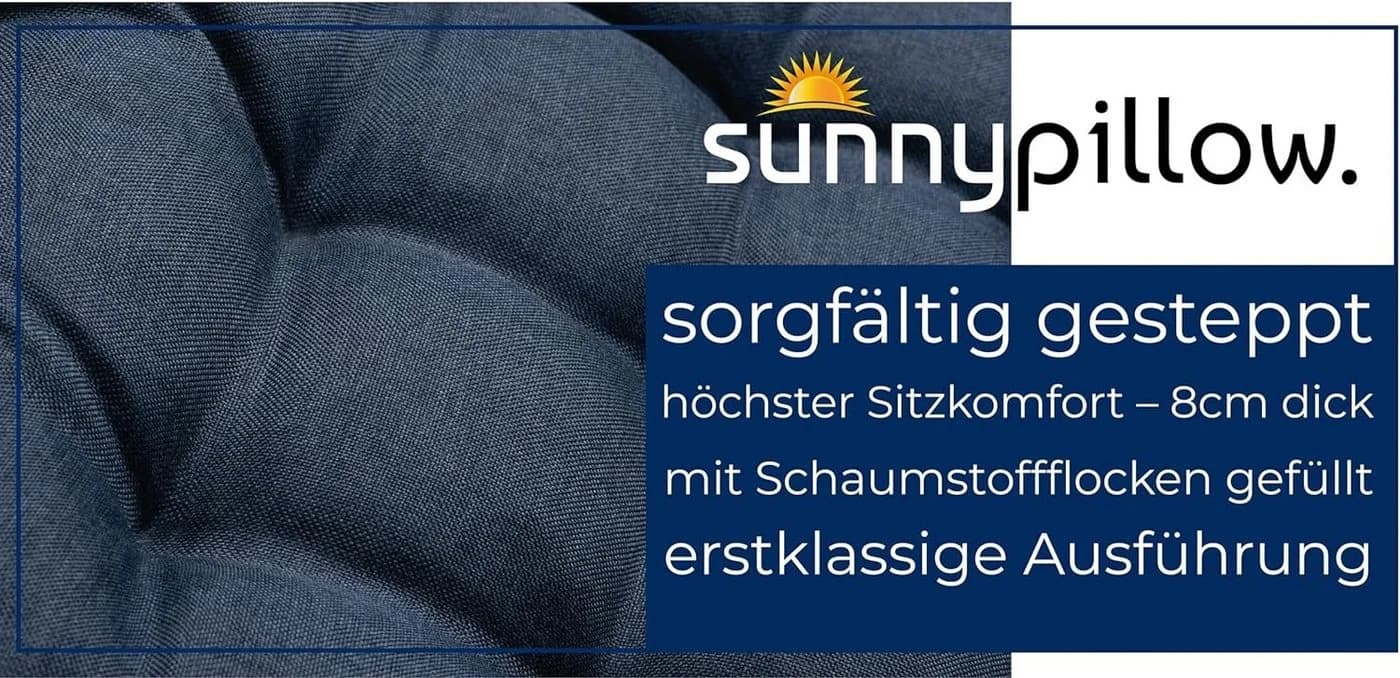 sunnypillow Stuhlkissen 4er Set Ontario Blau mit Bändern - Bild 3