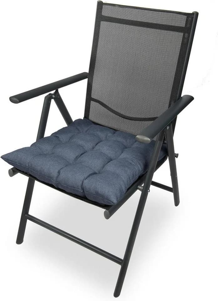 sunnypillow Stuhlkissen 4er Set Ontario Blau mit Bändern - Bild 5