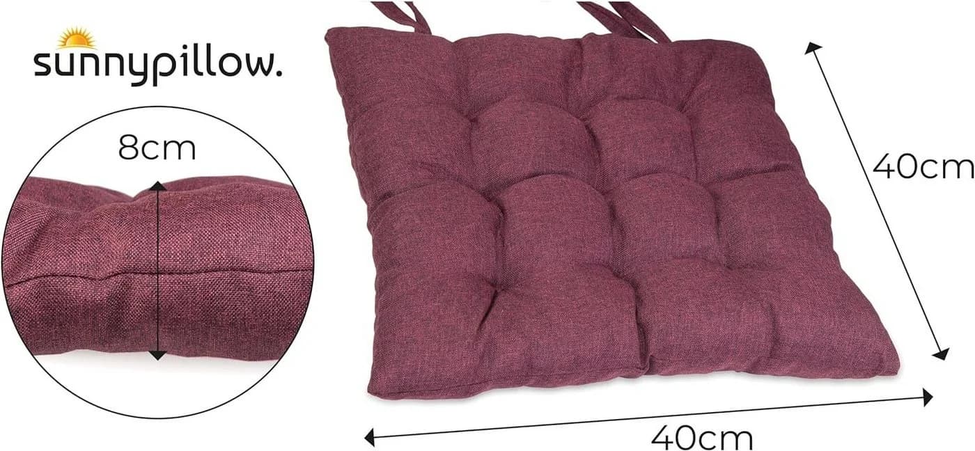 sunnypillow Stuhlkissen 4er Set Ontario Violett mit Bändern