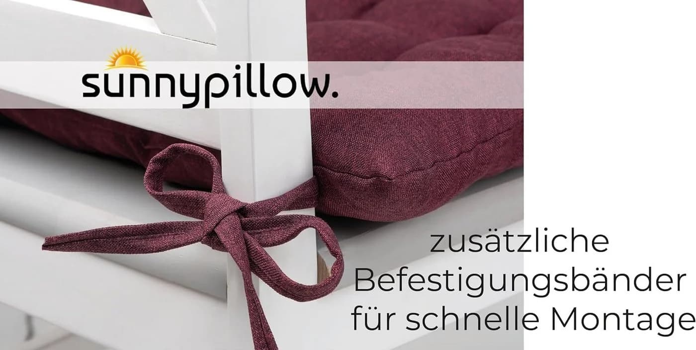 sunnypillow Stuhlkissen 4er Set Ontario Violett mit Bändern - Bild 4