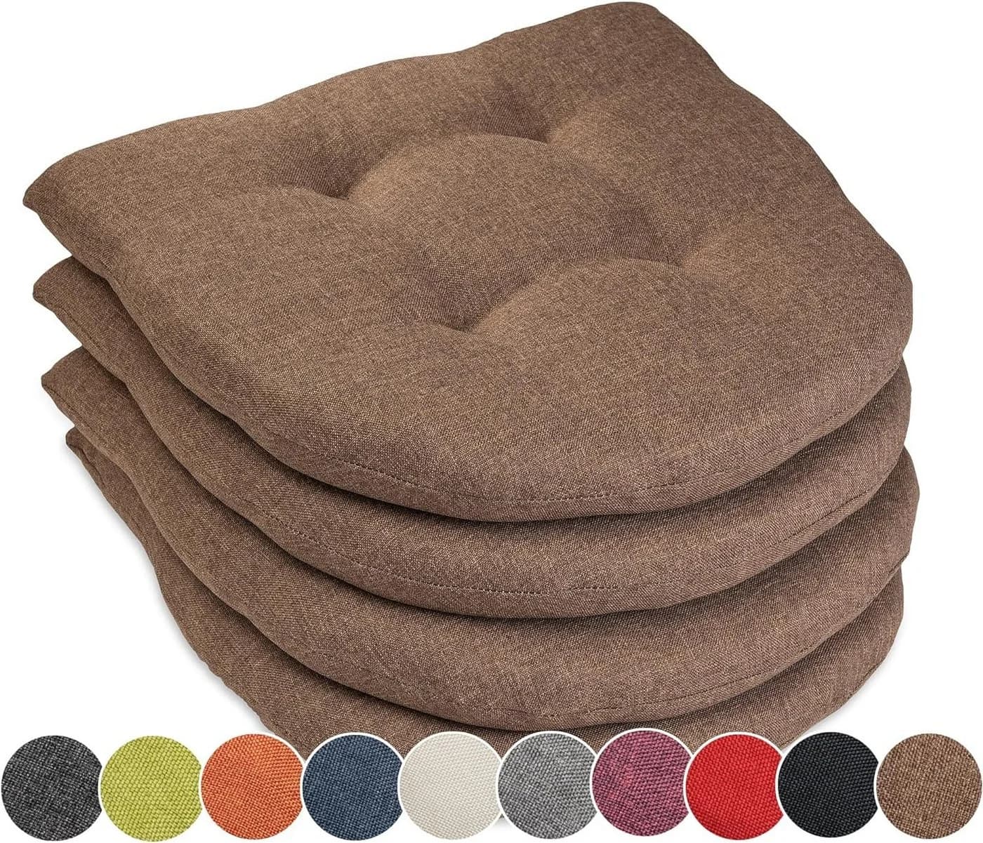 sunnypillow Stuhlkissen 4er Set Braun 5cm Dick - Bild 2