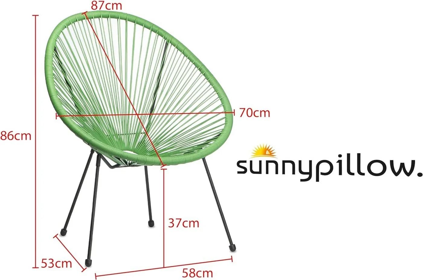 sunnypillow Gartenstuhl Acapulco 2er Set Grün