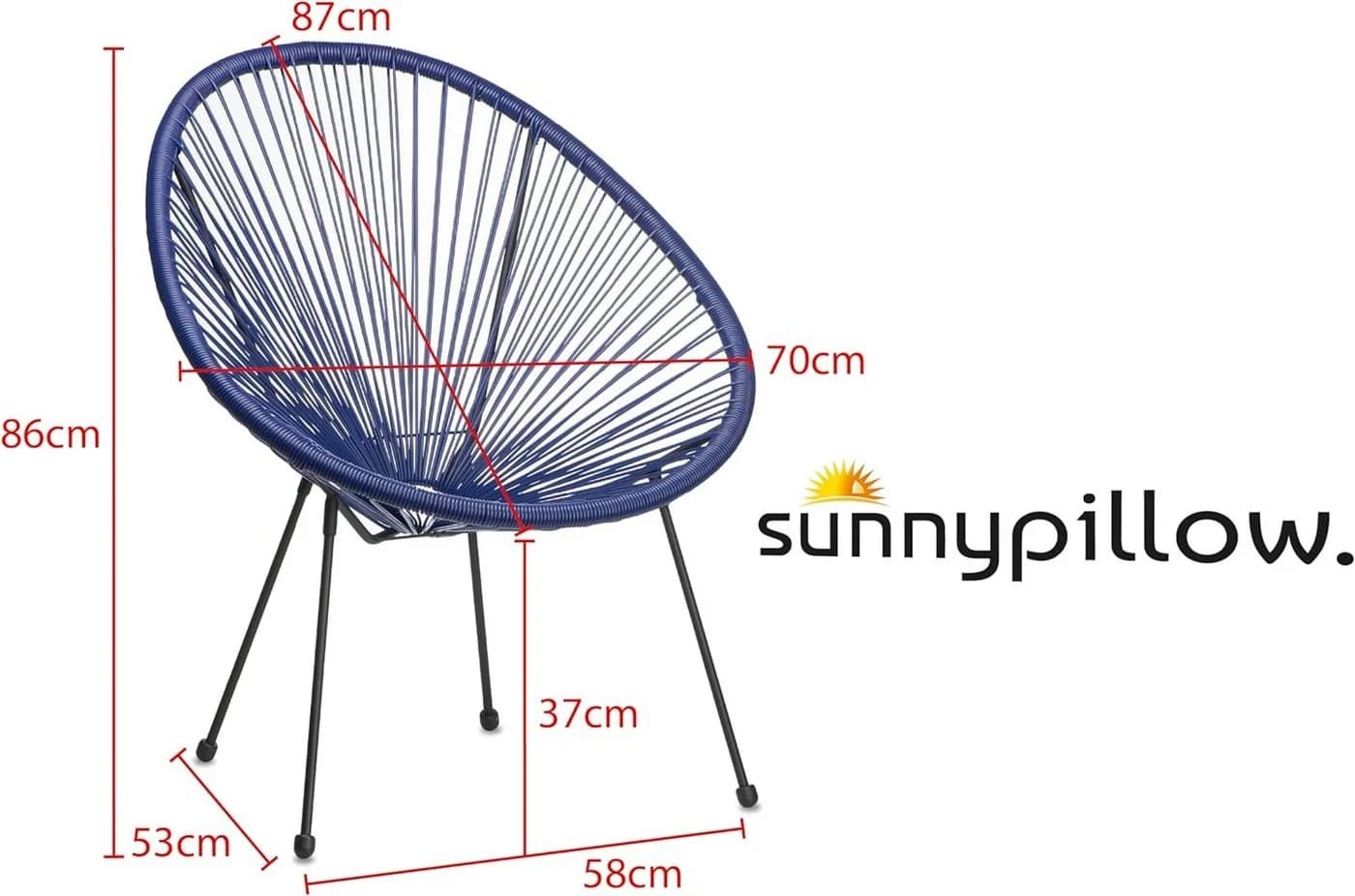 sunnypillow Gartenstuhl Acapulco 2er Set Blau