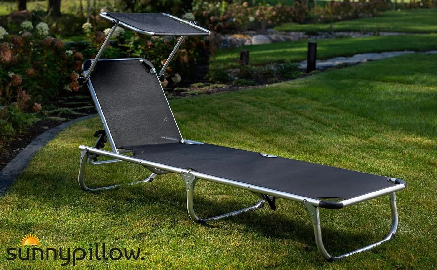sunnypillow Gartenliege 2er Set Aluminium mit Dach verstellbar