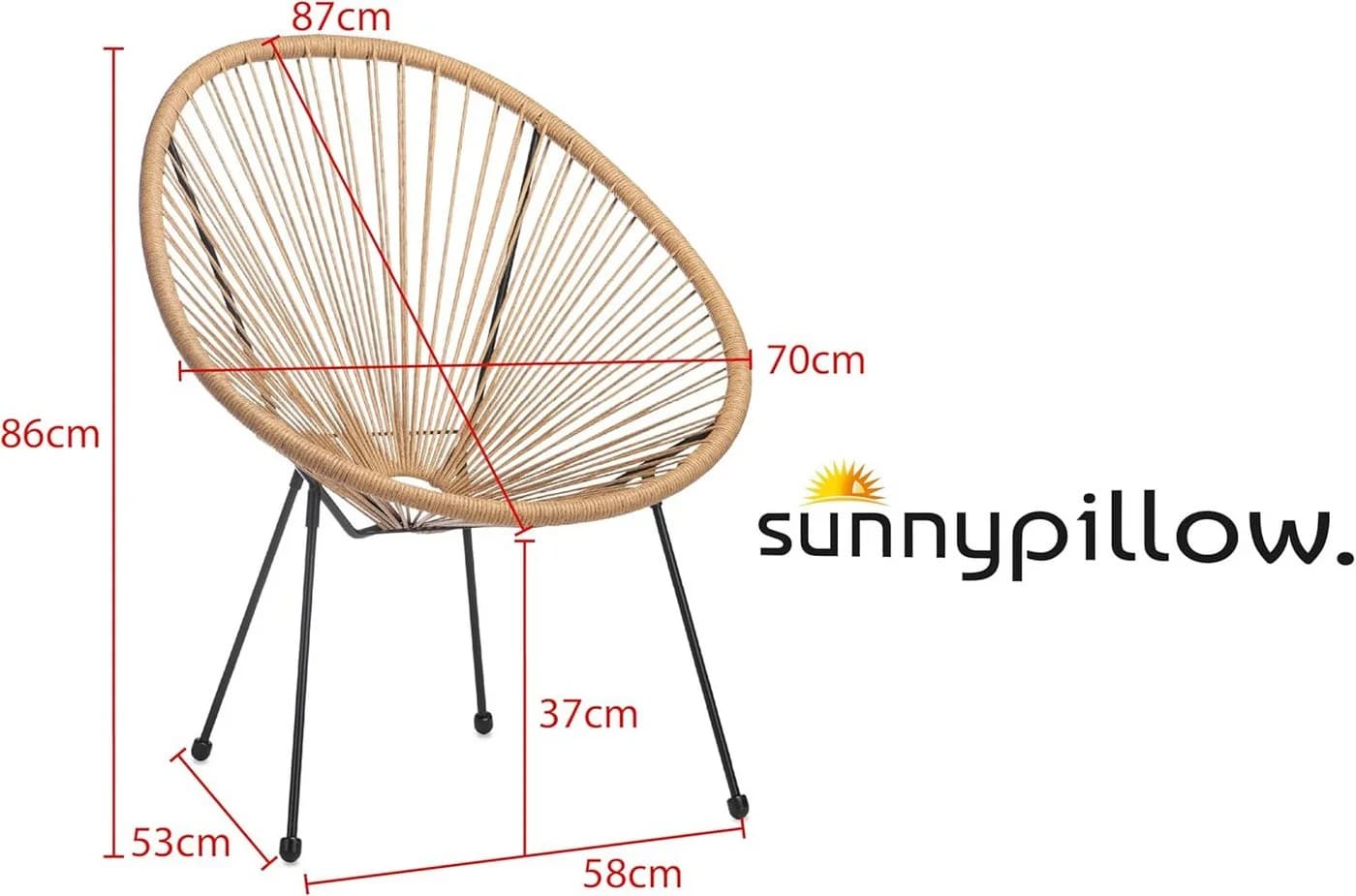 Sunnypillow Gartenstuhl Acapulco Beige - Bild 3