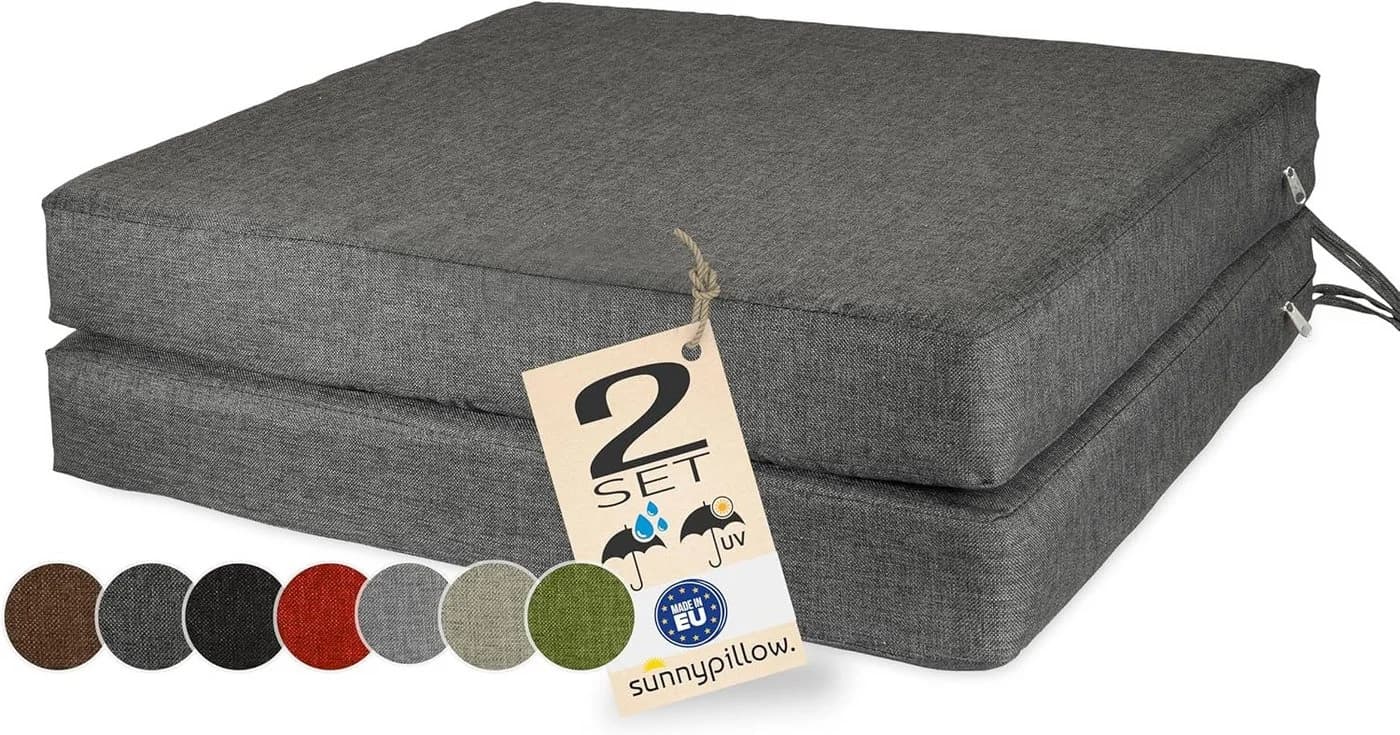 sunnypillow Stuhlkissen 2er Set Anthrazit Kaltschaum - Bild 2