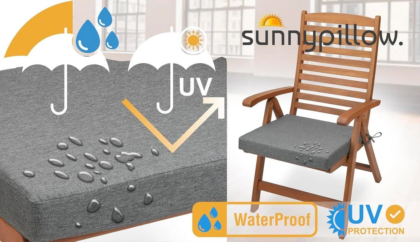 sunnypillow Stuhlkissen 2er Set Anthrazit Kaltschaum - Bild 4