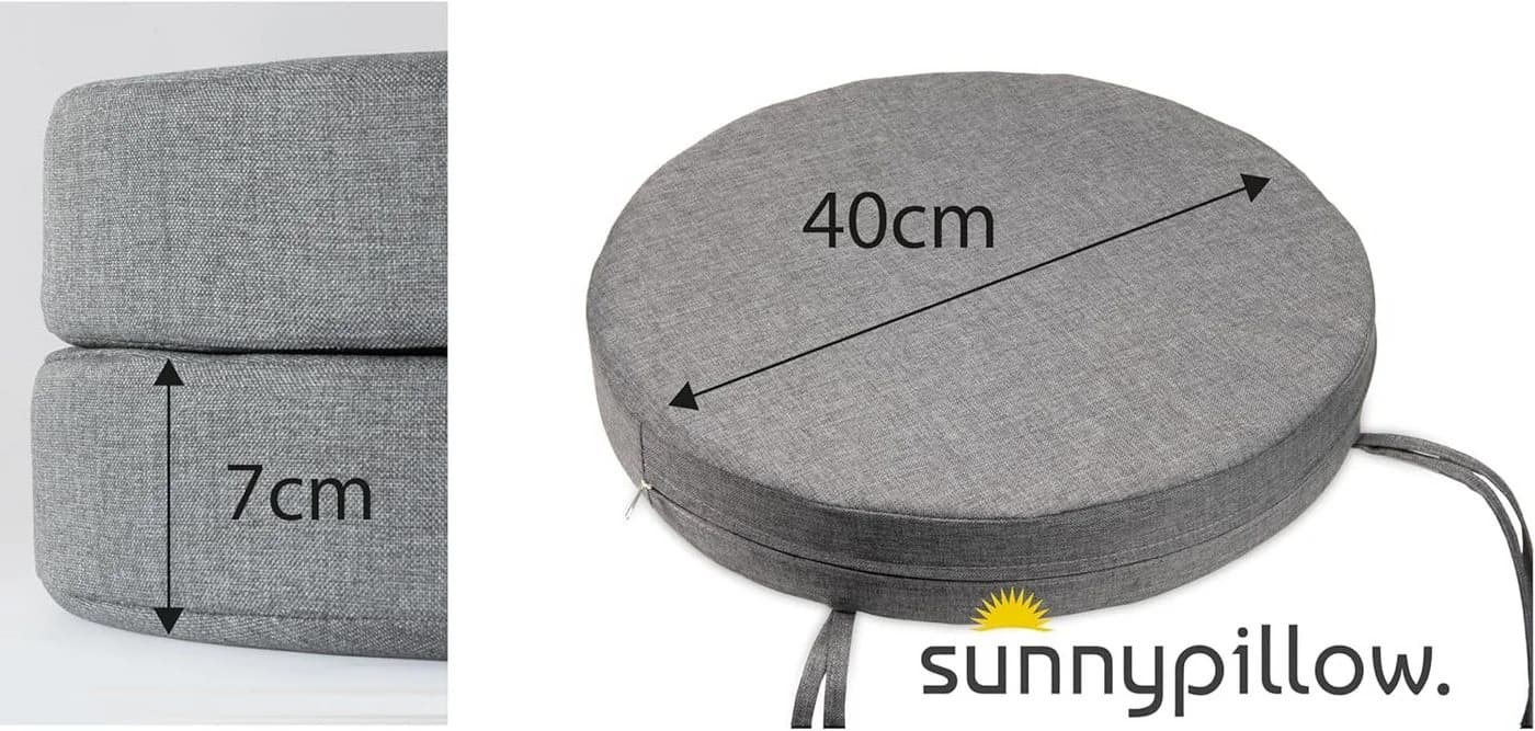 sunnypillow Stuhlkissen 2er Set Rund Grau HAVANA