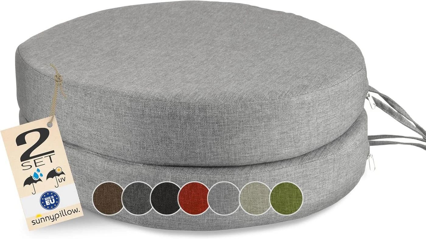sunnypillow Stuhlkissen 2er Set Rund Grau HAVANA - Bild 2