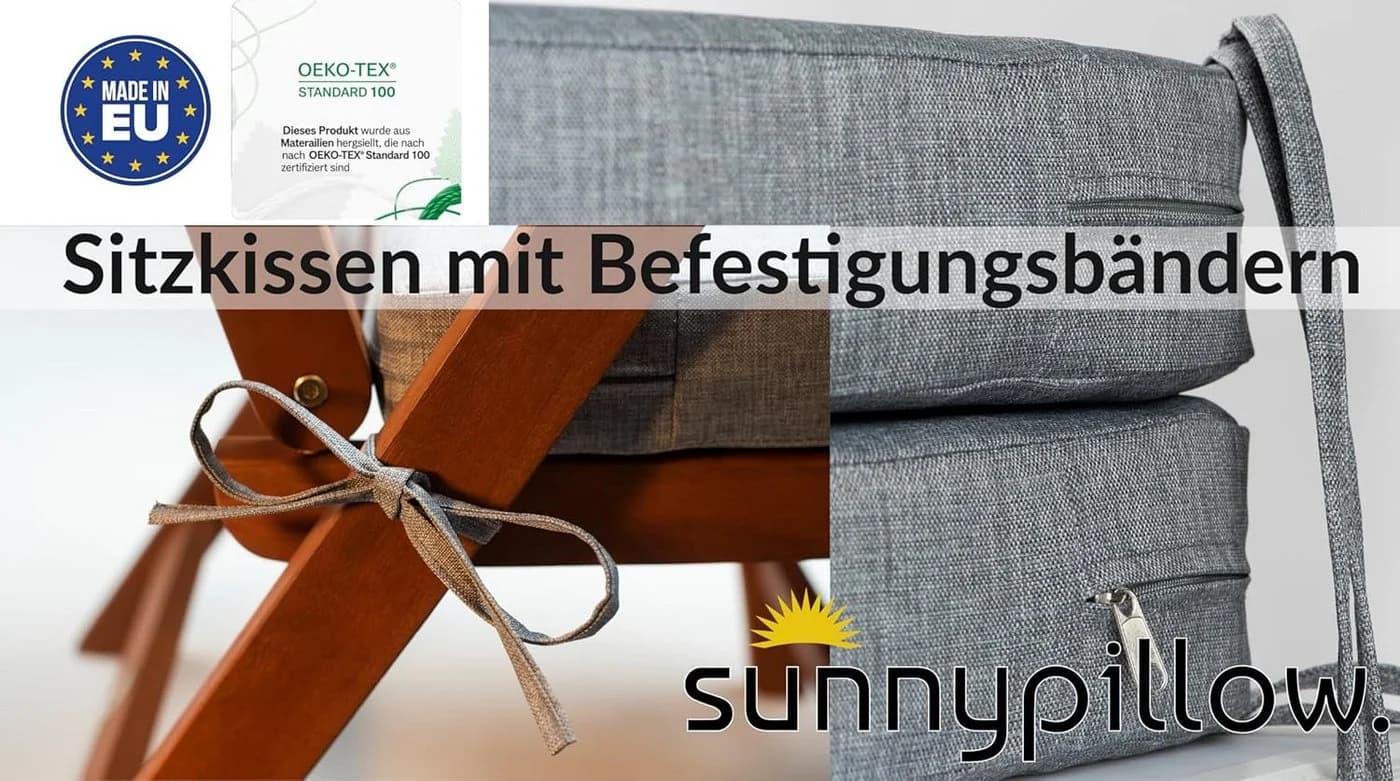 sunnypillow Stuhlkissen 2er Set Rund Grau HAVANA - Bild 3