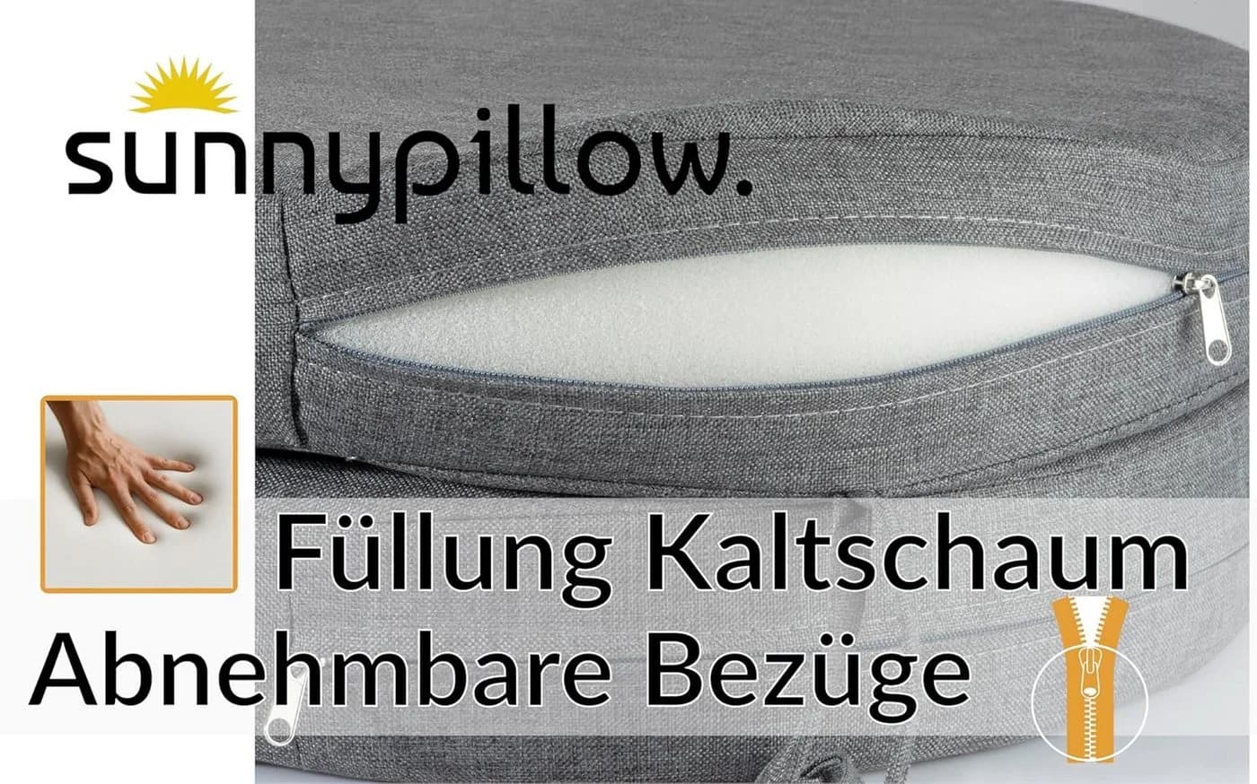 sunnypillow Stuhlkissen 2er Set Rund Grau HAVANA - Bild 5