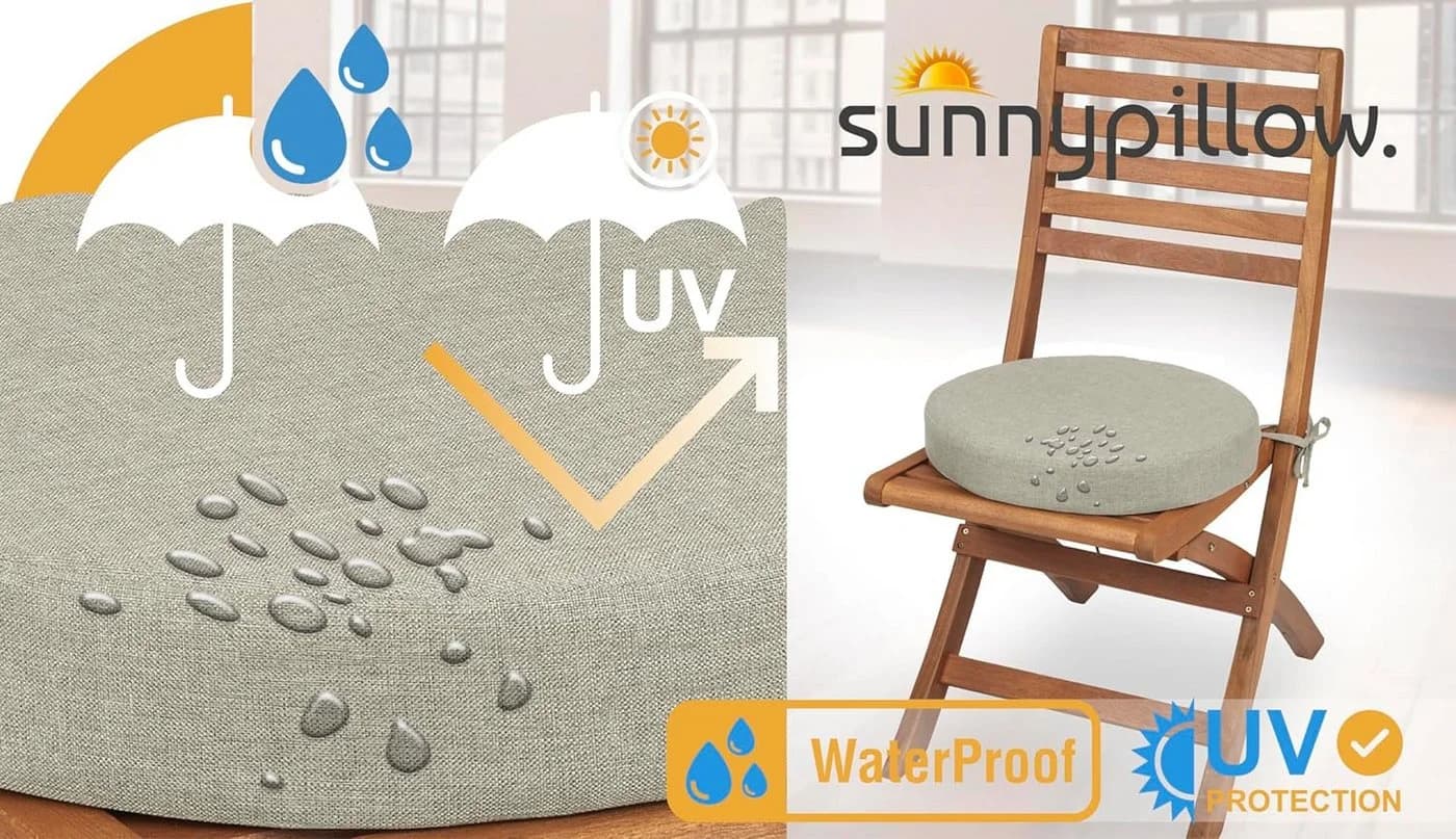 sunnypillow Stuhlkissen 2er Set Rund Beige mit Bändern - Bild 4