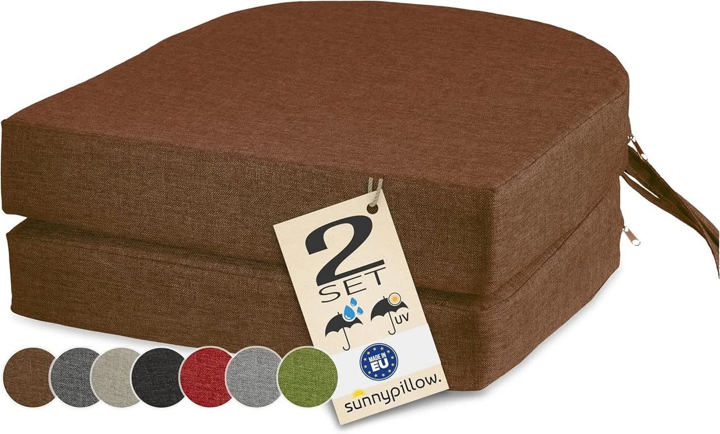 sunnypillow Stuhlkissen 2er Set 40x40 cm Zylindrisch Braun - Bild 2