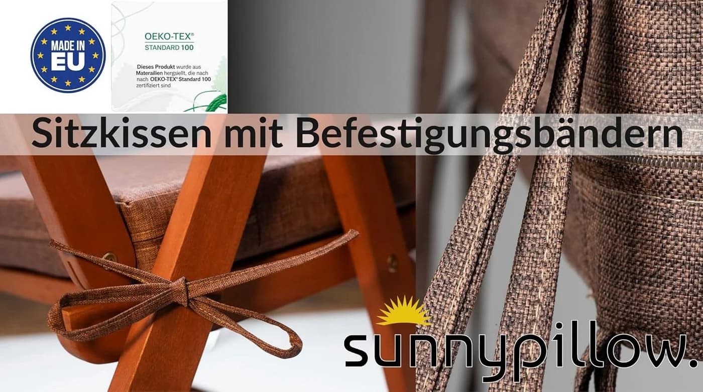 sunnypillow Stuhlkissen 2er Set 40x40 cm Zylindrisch Braun - Bild 3