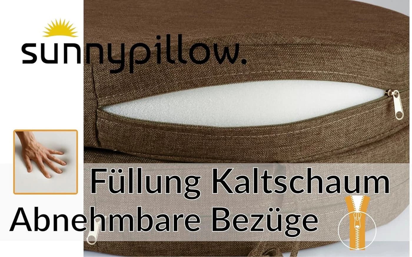 sunnypillow Stuhlkissen 2er Set 40x40 cm Zylindrisch Braun - Bild 5