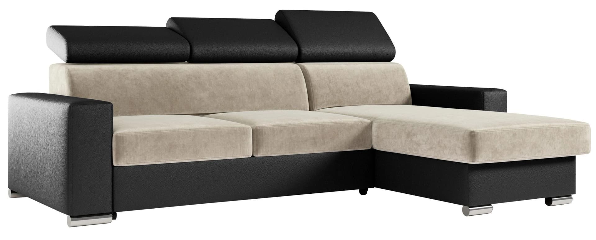 ECKSOFA FOX-L Beige/Schwarz - Modernes Polstersofa