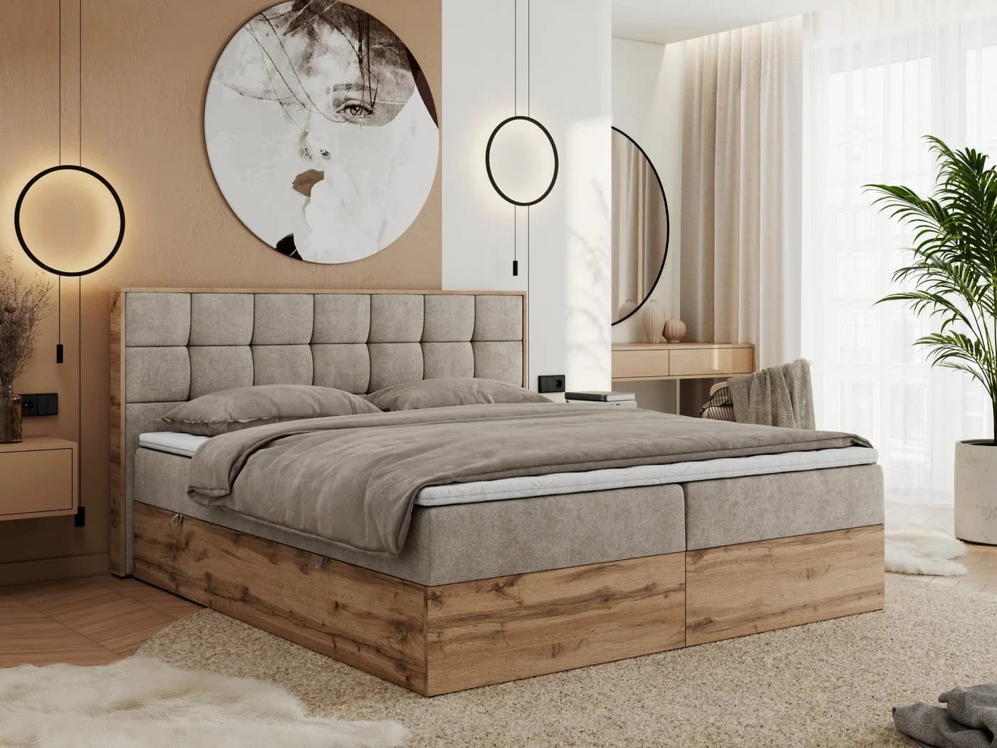 MKS MÖBEL Boxspringbett ALBERO 1 mit Stauraum und Matratzen - Bild 2